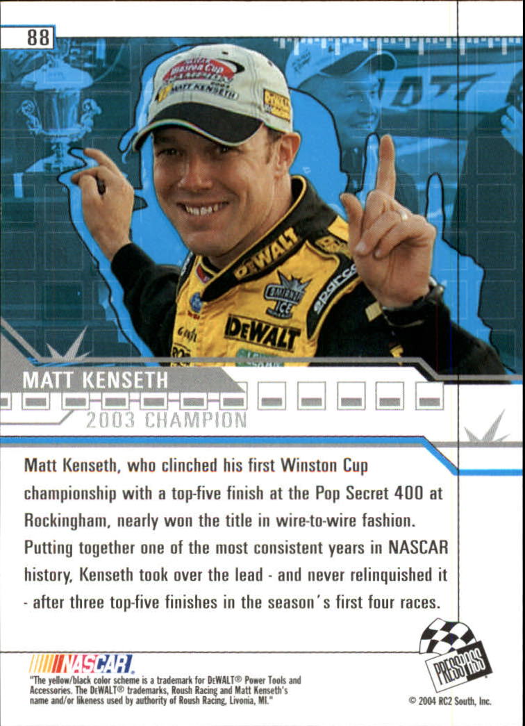2004 Press Pass Eclipse #88 Matt Kenseth SM back image