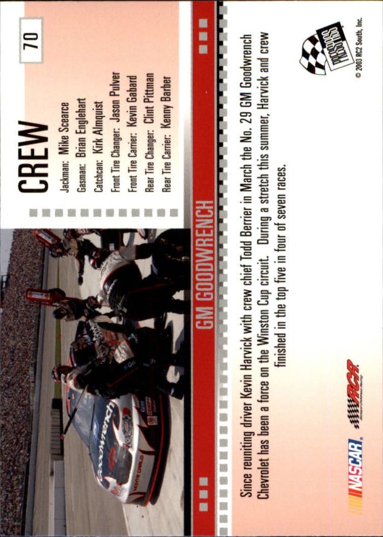 2004 Press Pass #70 Kevin Harvick's Car OTW back image