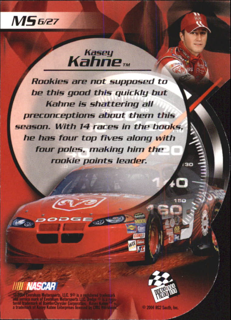 2004 VIP Making the Show #MS6 Kasey Kahne back image