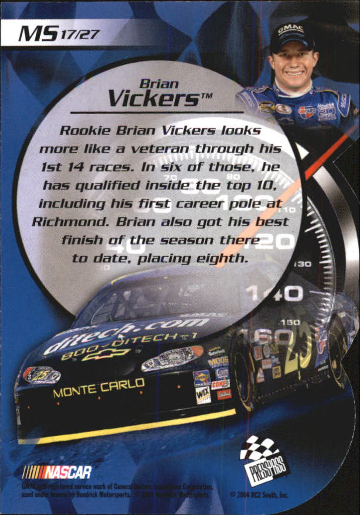 2004 VIP Making the Show #MS17 Brian Vickers back image