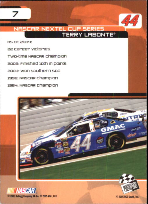 2005 Press Pass Trackside #7 Terry Labonte back image