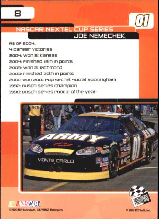 2005 Press Pass Trackside #8 Joe Nemechek back image