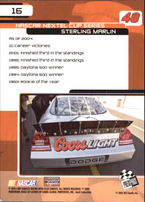 2005 Press Pass Trackside #16 Sterling Marlin back image