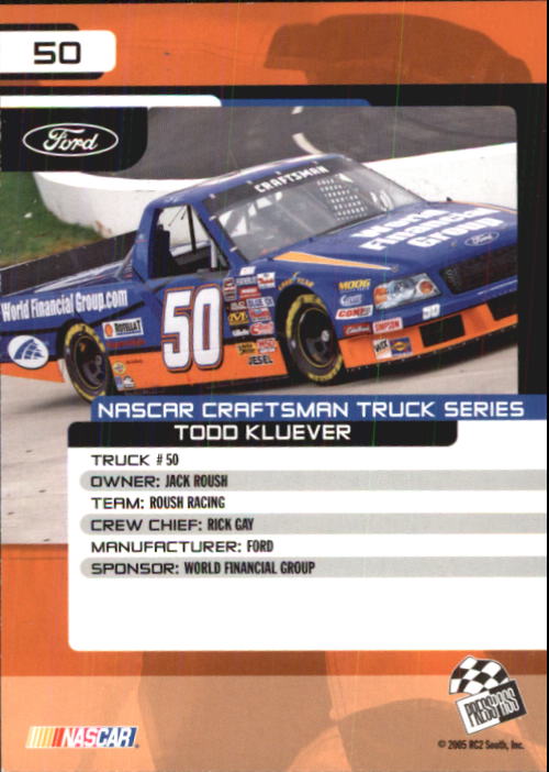 2005 Press Pass Trackside #50 Todd Kluever RC back image