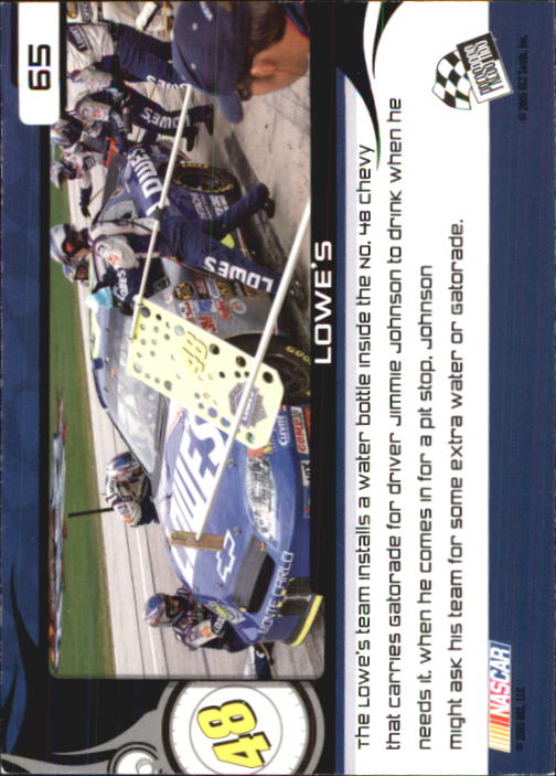2005 Press Pass Trackside #65 Jimmie Johnson's Car HS back image