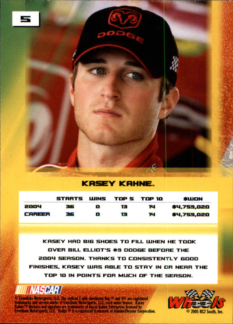 2005 Wheels High Gear #5 Kasey Kahne back image