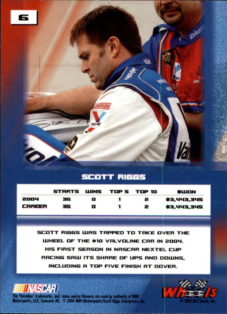 2005 Wheels High Gear #6 Scott Riggs back image