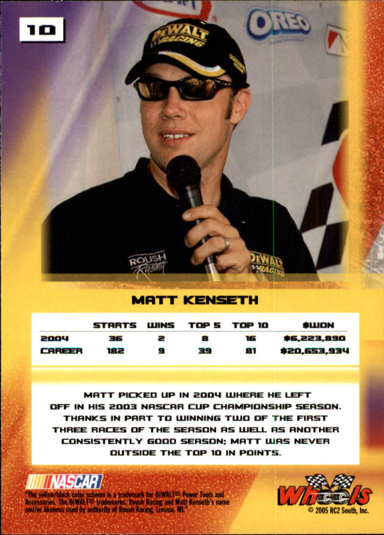 2005 Wheels High Gear #10 Matt Kenseth back image