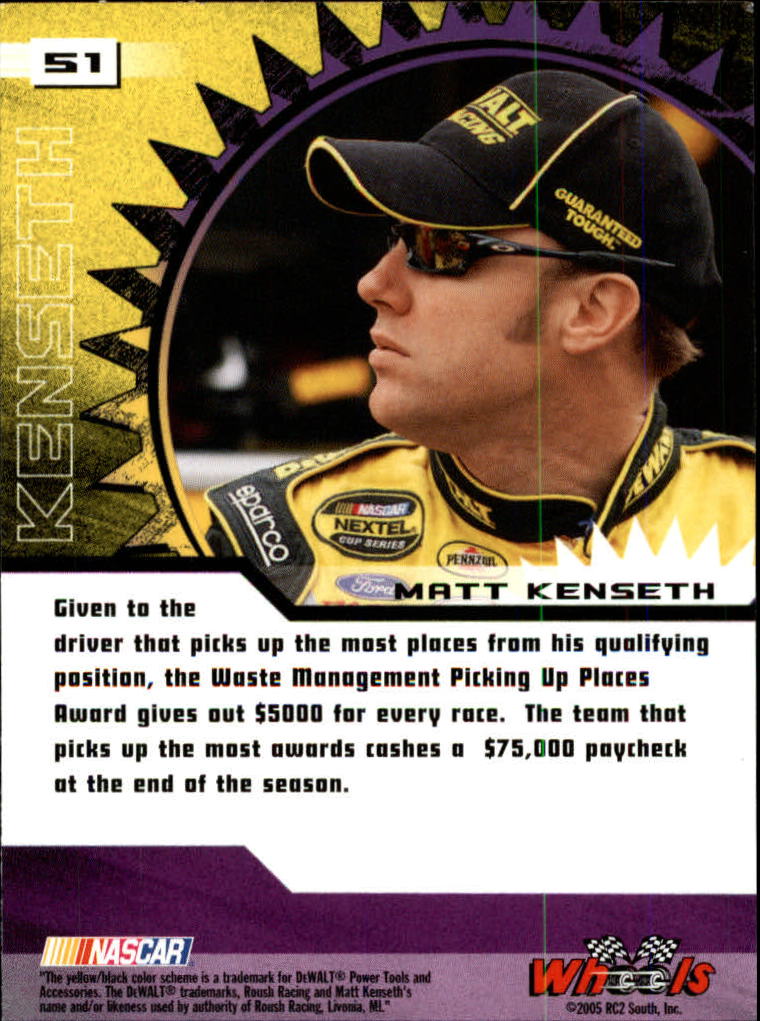 2005 Wheels High Gear #51 Matt Kenseth A back image