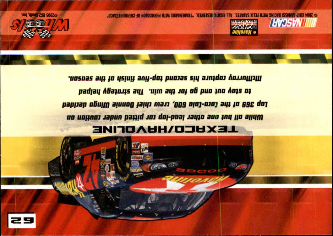 2005 Wheels High Gear #62 Jamie McMurray's Car back image