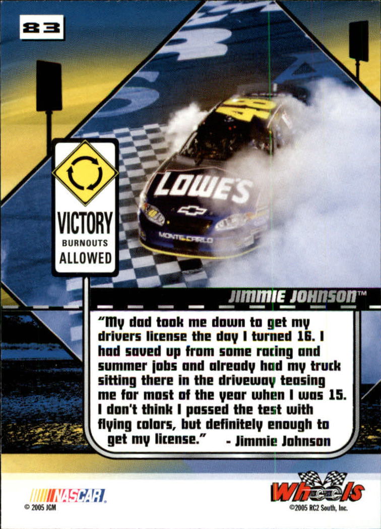 2005 Wheels High Gear #83 Jimmie Johnson RS back image