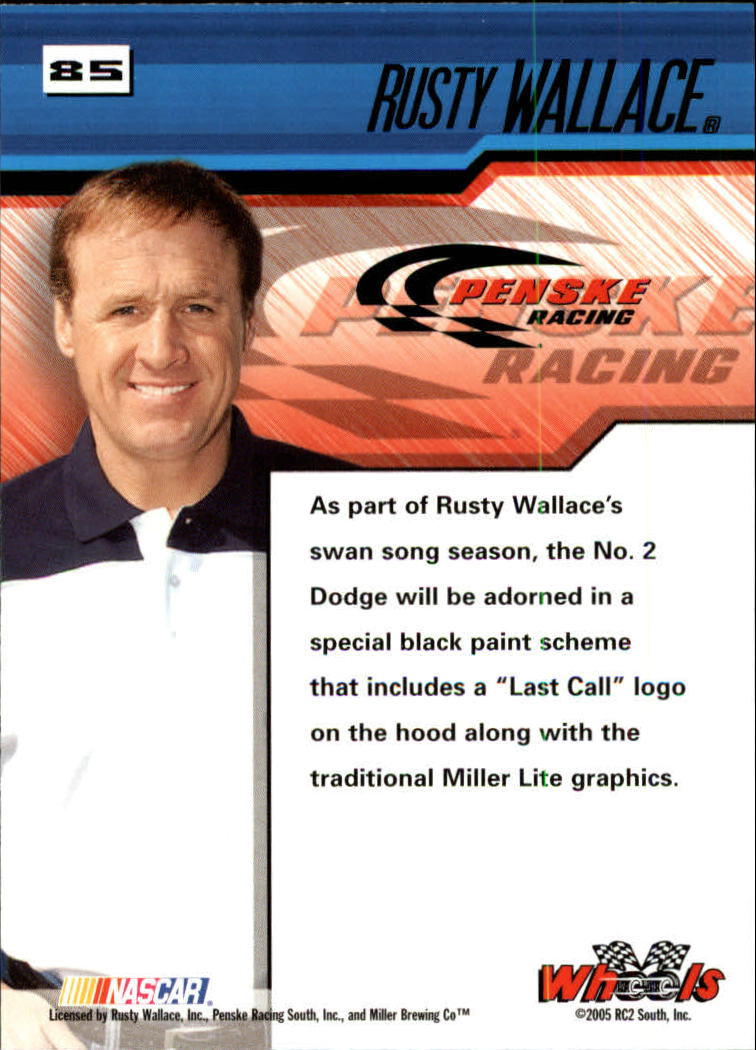 2005 Wheels High Gear #85 Rusty Wallace P back image