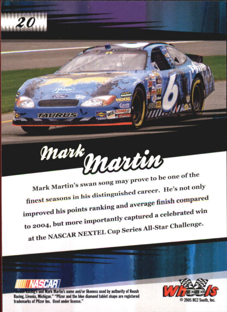 2005 Wheels American Thunder #20 Mark Martin back image