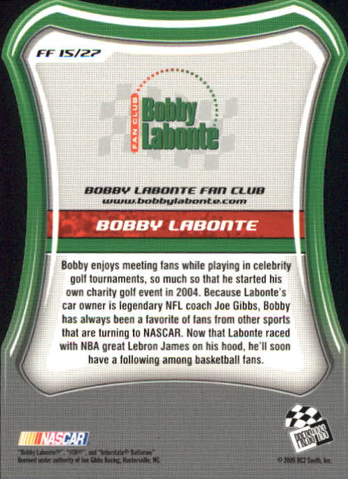2005 Press Pass Optima Fan Favorite #FF15 Bobby Labonte back image