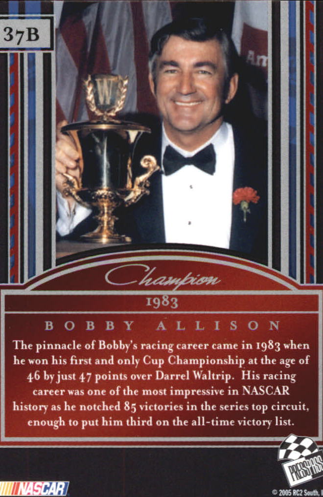 2005 Press Pass Legends Blue #37B Bobby Allison C back image