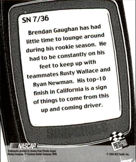 2005 Press Pass Snapshots #SN7 Brendan Gaughan back image