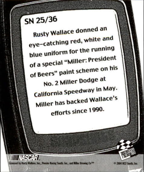 2005 Press Pass Snapshots #SN25 Rusty Wallace back image