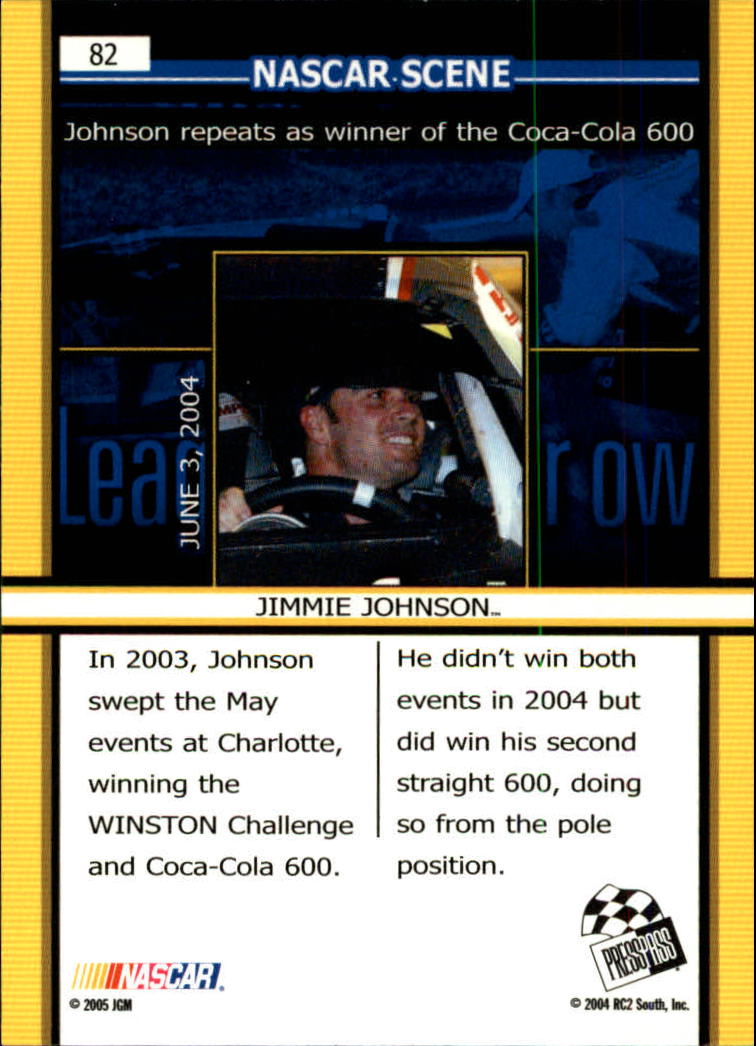 2005 Press Pass #82 Jimmie Johnson NS back image