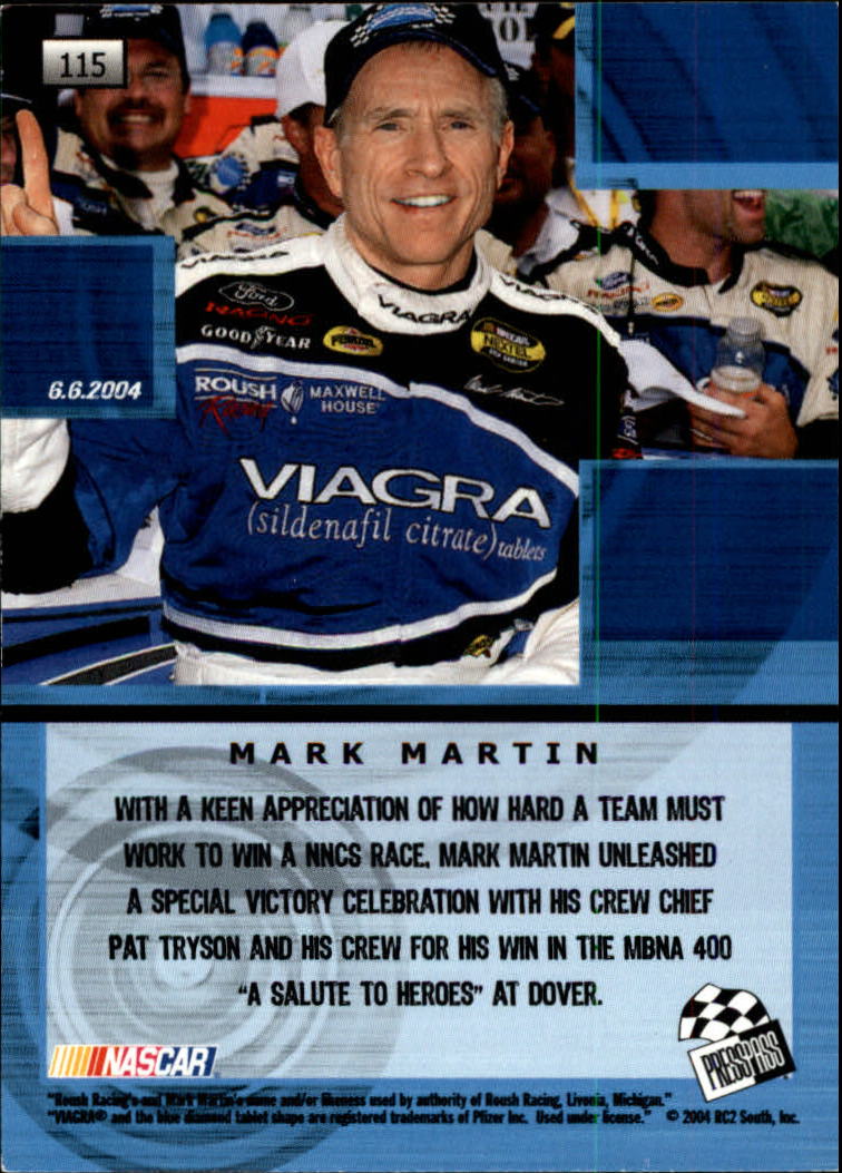 2005 Press Pass #115 Mark Martin's Car back image