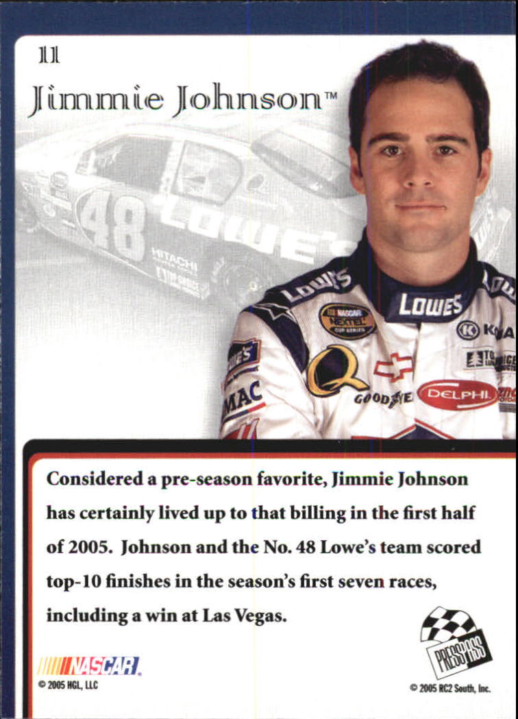 2005 VIP #11 Jimmie Johnson back image
