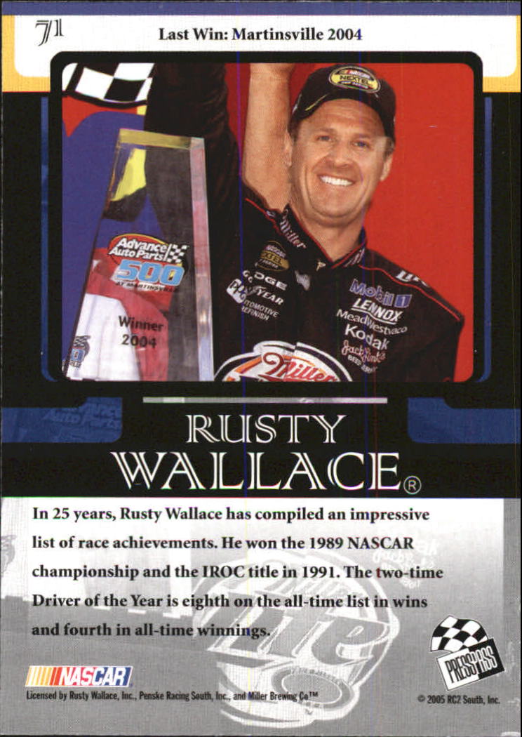 2005 VIP #71 Rusty Wallace F back image
