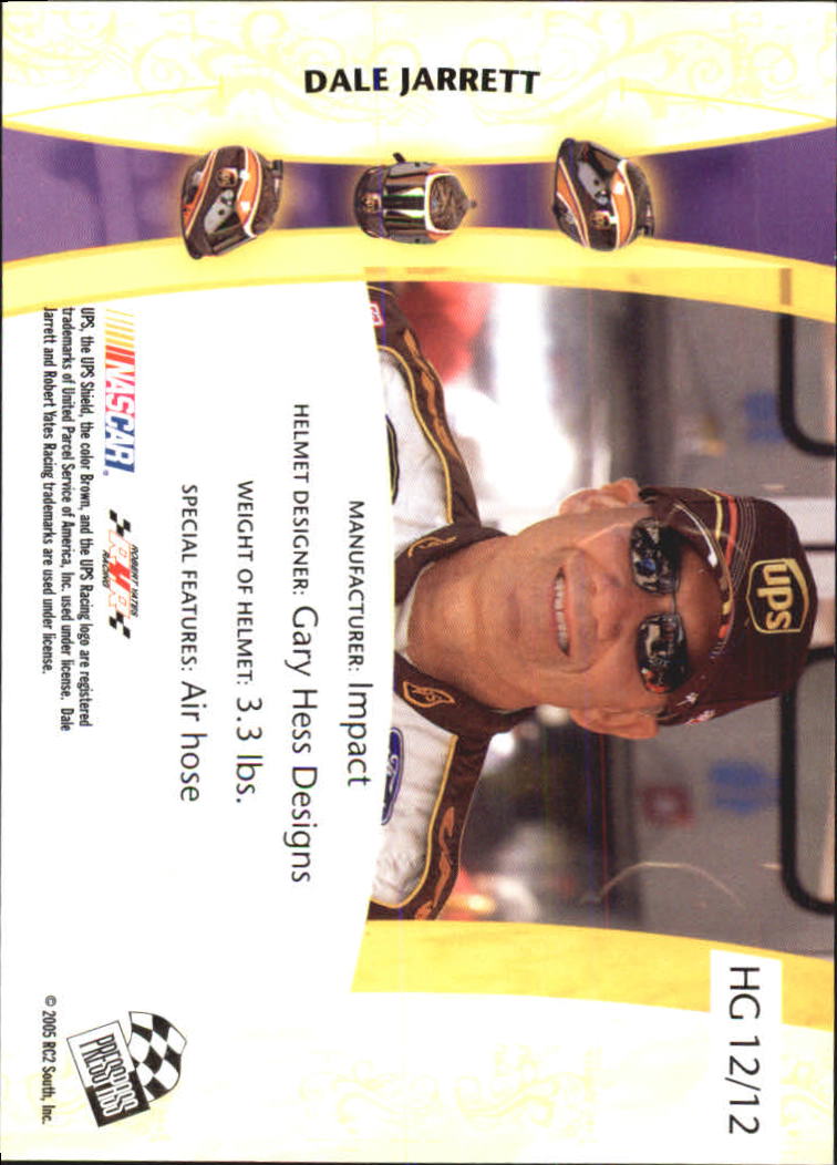 2005 VIP Head Gear #12 Dale Jarrett back image