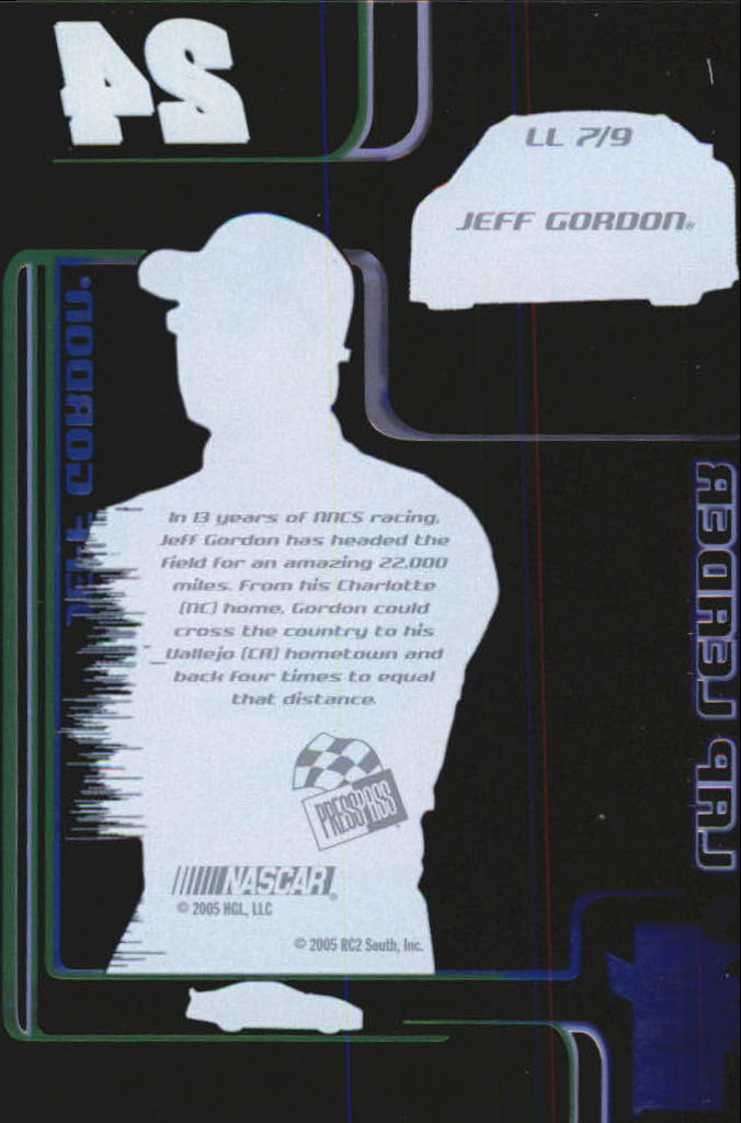 2005 VIP Lap Leaders Transparent #7 Jeff Gordon back image