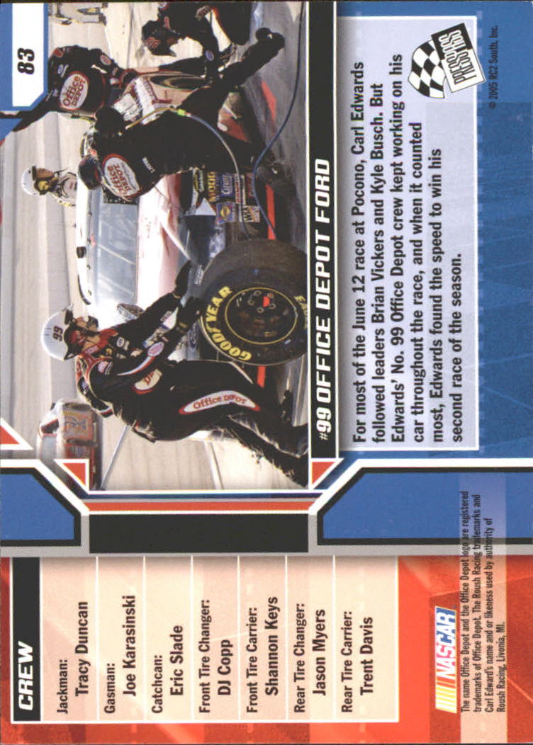 2006 Press Pass #83 Carl Edwards' Car OTW back image