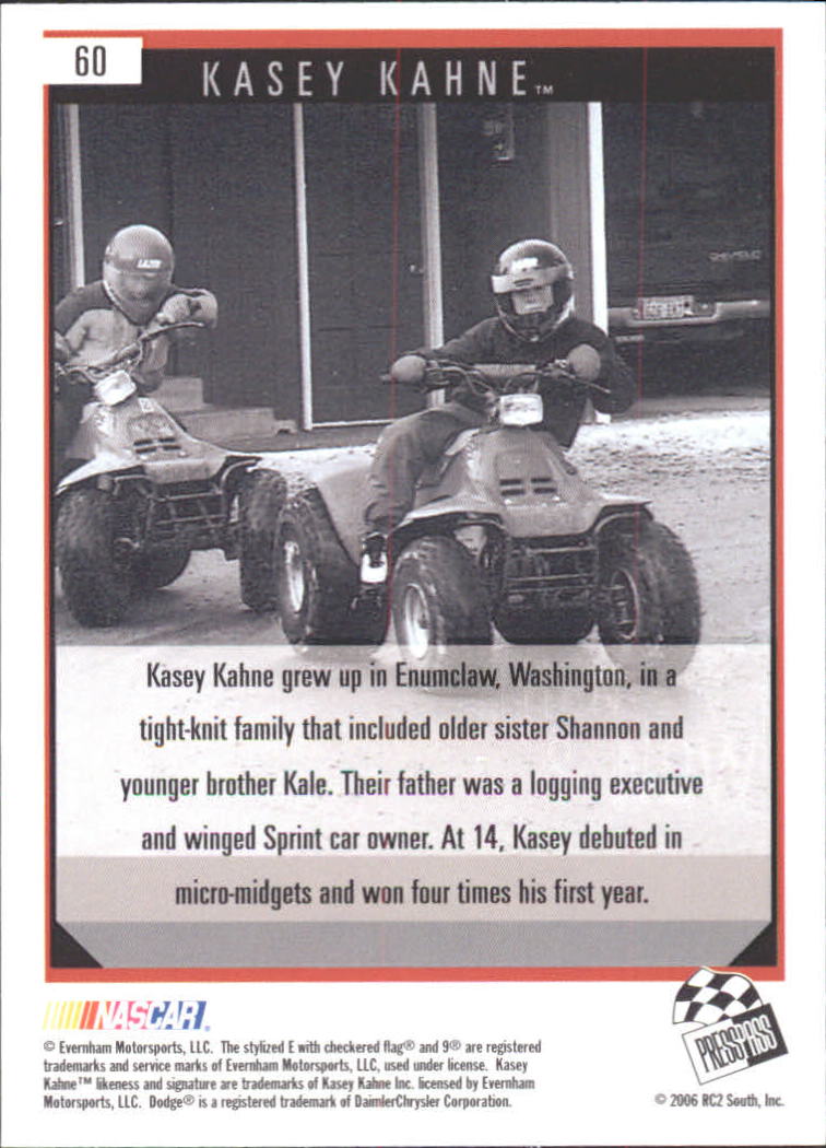 2006 Press Pass Eclipse #60 Kasey Kahne TN back image