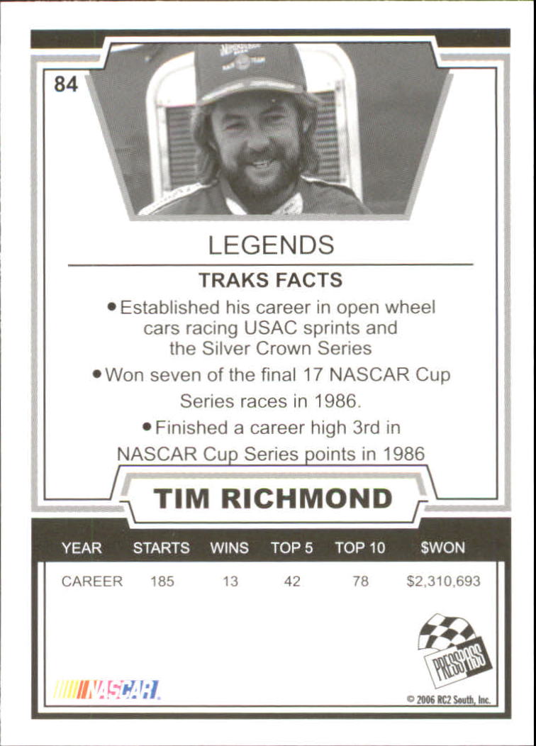 2006 TRAKS #84 Tim Richmond back image