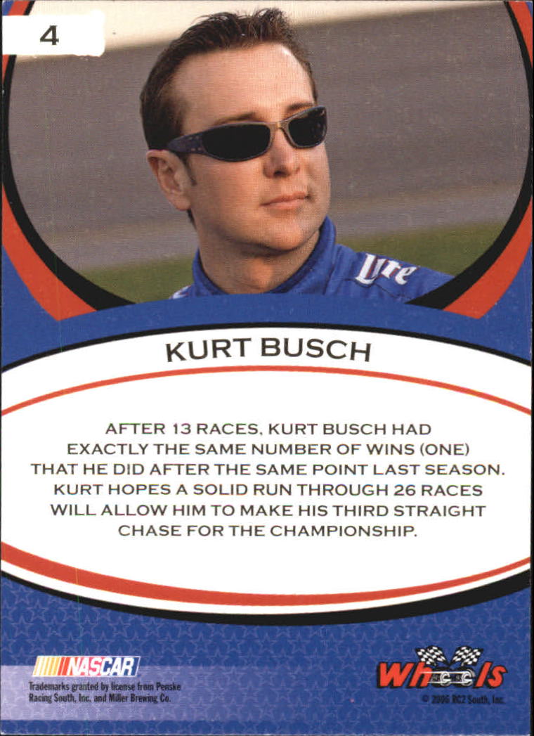 2006 Wheels American Thunder #4 Kurt Busch back image