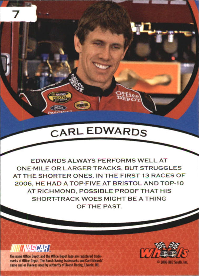 2006 Wheels American Thunder #7 Carl Edwards back image