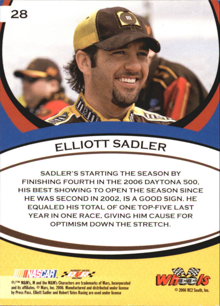 2006 Wheels American Thunder #28 Elliott Sadler back image