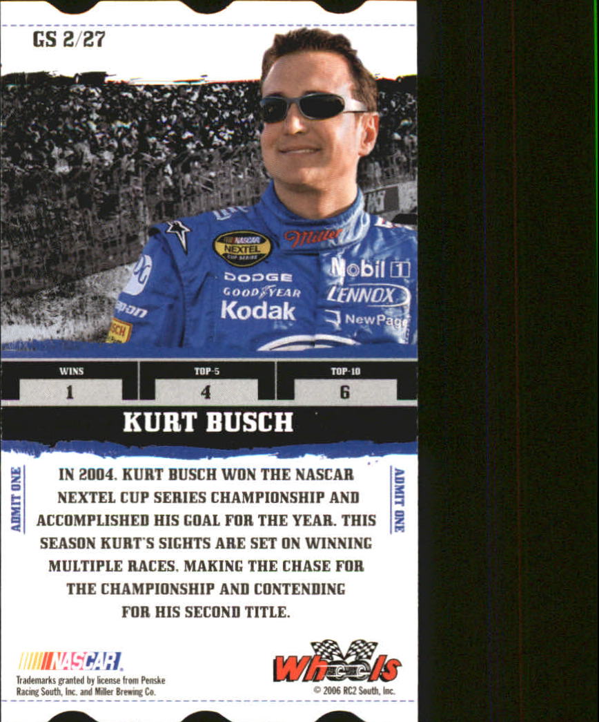 2006 Wheels American Thunder Grandstand #GS2 Kurt Busch back image