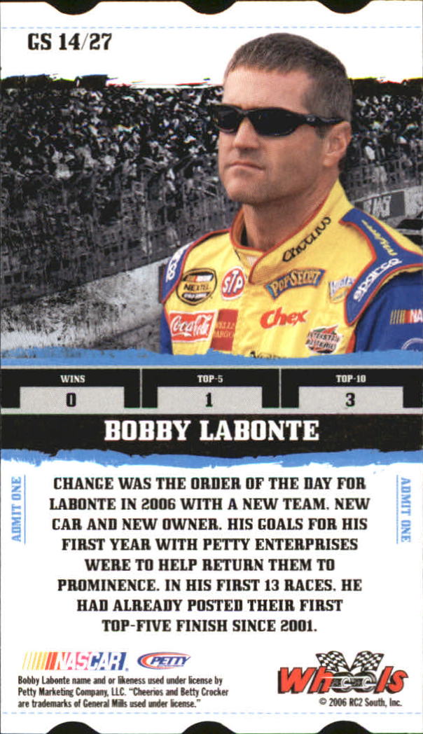 2006 Wheels American Thunder Grandstand #GS14 Bobby Labonte back image