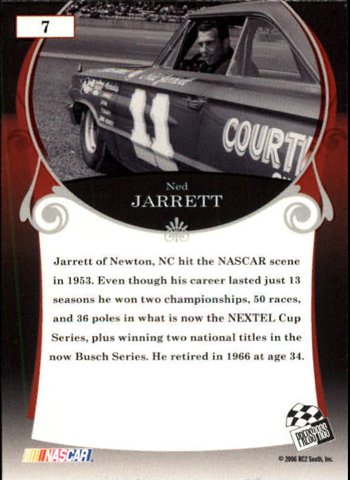 2006 Press Pass Legends #7 Ned Jarrett back image
