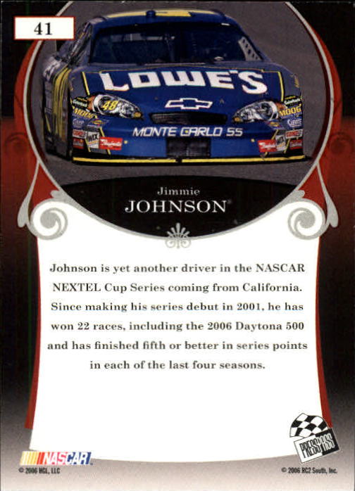 2006 Press Pass Legends #41 Jimmie Johnson back image