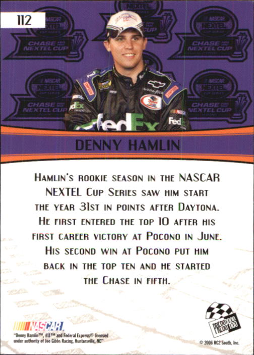 2007 Press Pass #112 Denny Hamlin TT back image