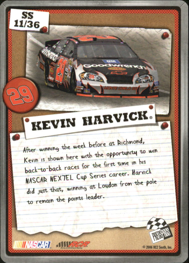 2007 Press Pass Snapshots #SN11 Kevin Harvick back image