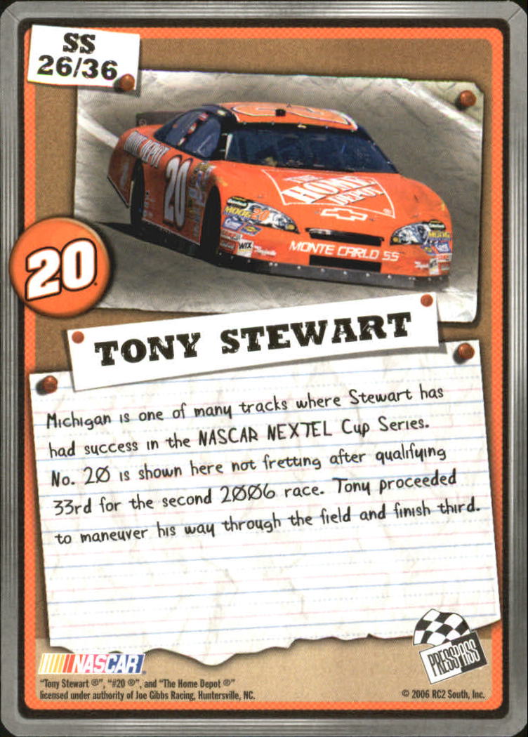 2007 Press Pass Snapshots #SN26 Tony Stewart back image