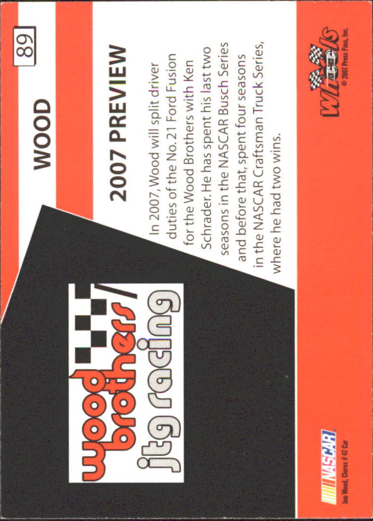 2007 Wheels High Gear #89 Jon Wood CRC back image