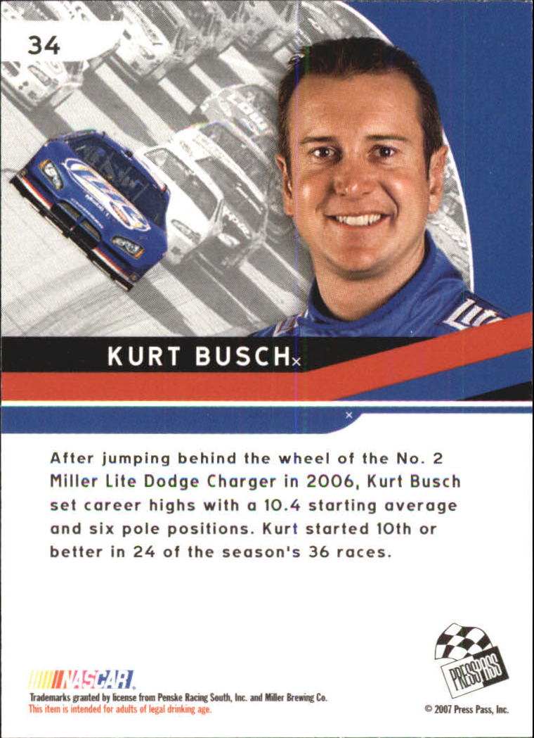 2007 Press Pass Eclipse #34 Kurt Busch TO back image