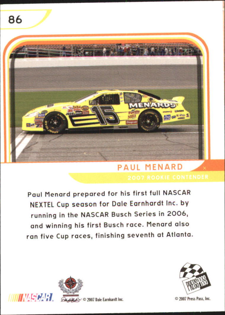 2007 Press Pass Eclipse #86 Paul Menard CRC back image