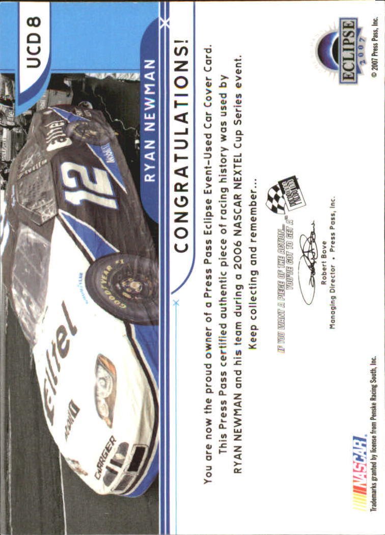 2007 Press Pass Eclipse Under Cover Drivers #UCD8 Ryan Newman back image