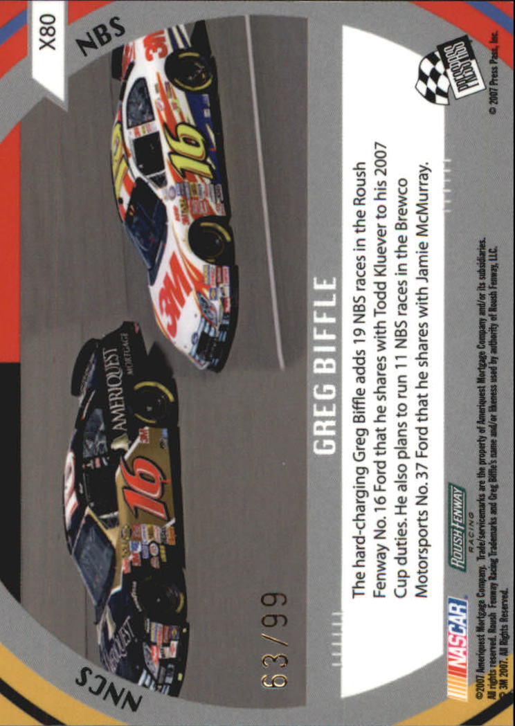 2007 Press Pass Stealth Chrome Exclusives #X80 Greg Biffle DD back image