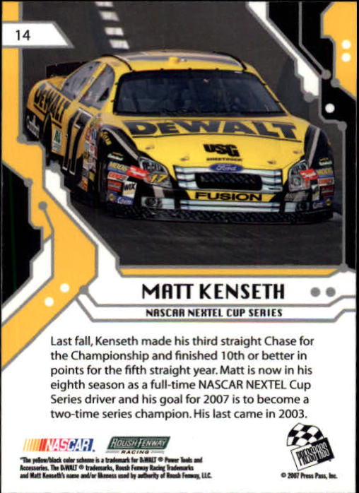 2007 Press Pass Stealth #14 Matt Kenseth back image