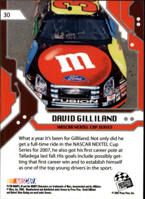 2007 Press Pass Stealth #30 David Gilliland RC back image