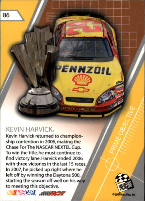 2007 Press Pass Stealth #86 Kevin Harvick PO back image