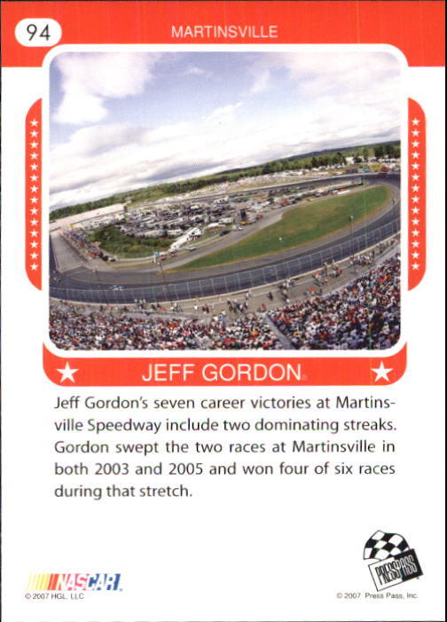 2007 Traks #94 Jeff Gordon FT back image