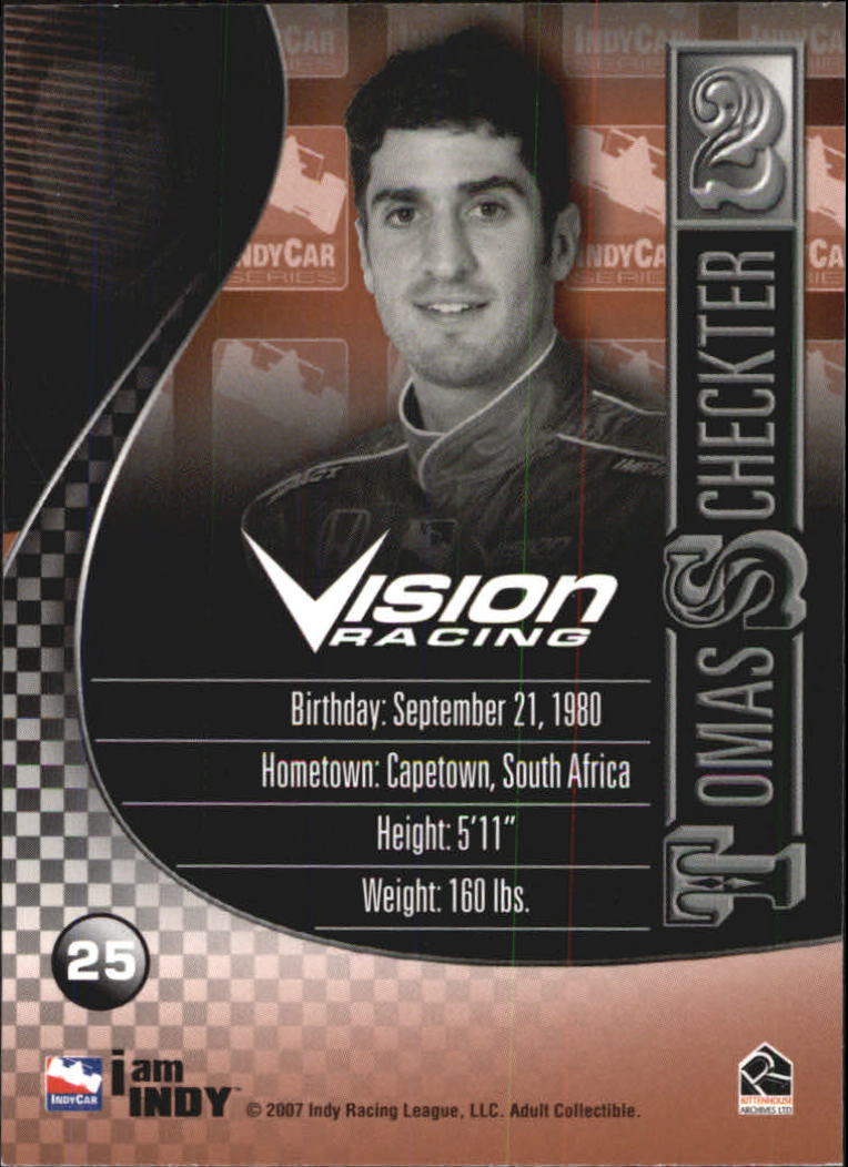2007 Rittenhouse IRL #25 Tomas Scheckter RC back image